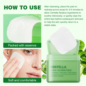 Almohadillas de algodón para el cuidado rápido de la piel con extracto de Centella Asiática de marca privada IREV, calman el enrojecimiento y la hinchazón, limpieza profunda, caja de almohadillas de algodón OEM. - Product Image 4