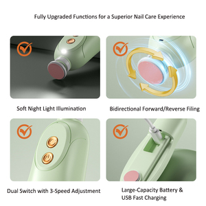 ערכת מניקור ניידת נטענת USB עם 3 מהירויות, נגד התזות, לילדים, מבוגרים וקשישים עם תאורת לד - Product Image 4