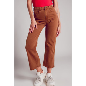 Jeans a Gamba Larga in Marrone Cammello - Product Image 4