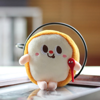 Vente en gros de porte-clés pendentifs en peluche de 10 cm, diverses formes et couleurs, en coton, représentant des frites, des hamburgers, des hot-dogs et des cuisses de poulet, usine OEM