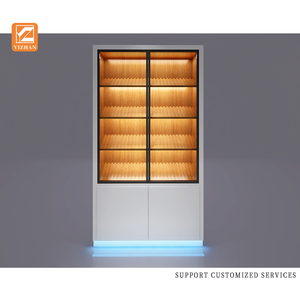 Đồ trang sức phong cách hiện đại trưng bày tủ kính cường lực và vật liệu MDF với ván ép kim loại bằng đá cẩm thạch và màn hình nhân đôi - Product Image 2