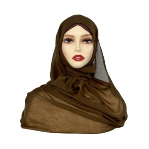 Pañuelos y chales ligeros de poliéster marrón liso, delgados, lisos, estilo hijab dupatta, con efecto degradado, para mujer, tendencia 2026 - Product Image 4