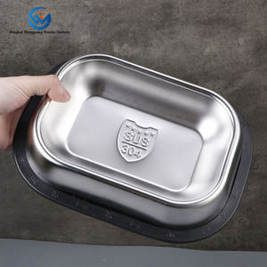 Sampel warna ramah lingkungan mangkuk anjing baja tahan karat produk pemberi makan hewan peliharaan persegi - Product Image 5