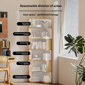 Solid Wood <strong>Corner</strong> Cabinet Rack Storage 90-degree <strong>Rustic</strong> Style Integrated Wall Unit Small Apartment Bookshelf Floor <strong>Shelf</strong> 5 - Product Image 3