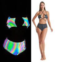 Mini-jupe réfléchissante KT pour femmes, élégante et sexy, robe-jupe irisée pour soirée et natation
