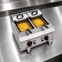 Équipement de restauration pour restaurants, friteuse de table en acier inoxydable à double cuve, friteuse à frites pour usage en cuisine