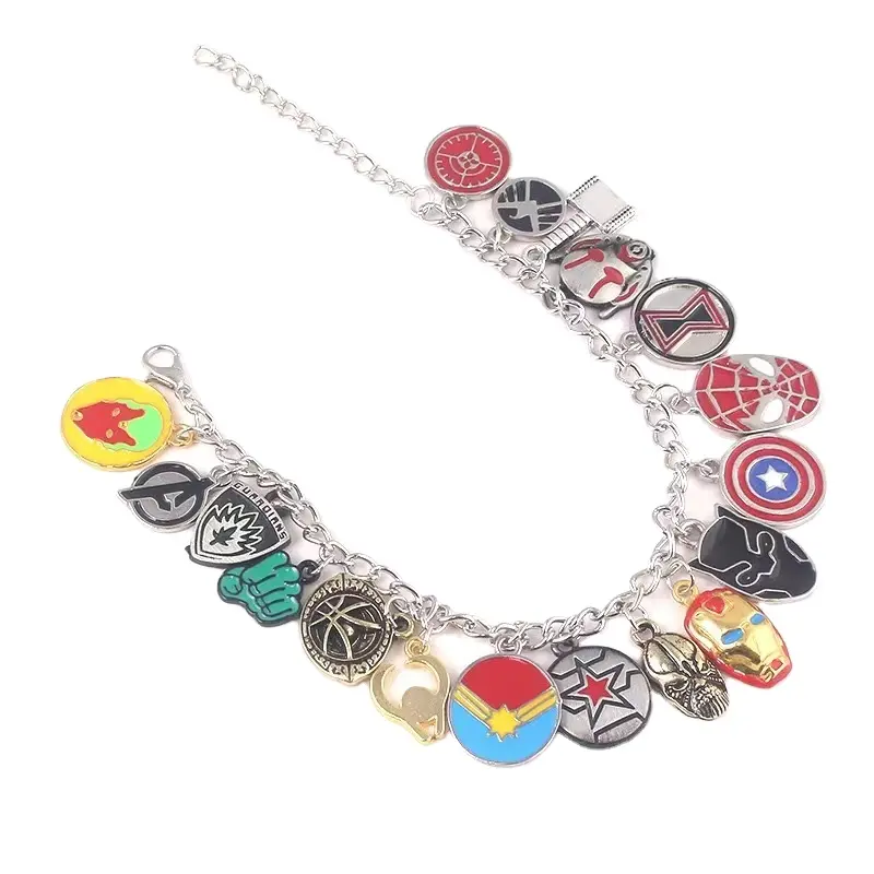 Movie peripheral Avengers Infinity Gem Ring Bracelet Set for film fan Alloy Pendant Bracelet with anime cartoon for Gifts