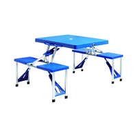 Table de repas pliante d'extérieur 4 places en PP, légère, facile à transporter, de haute qualité, au design européen, idéale pour les cours et les parcs