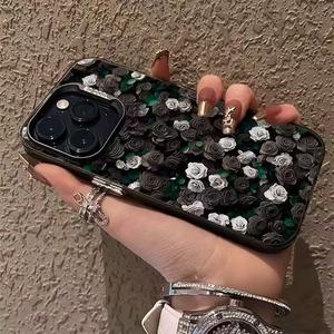 Offre Black <span class=keywords><strong>Friday</strong></span> – Coque iPhone motif rose mural INS tendance pour <span class=keywords><strong>Apple</strong></span> iPhone 17 Pro Max, 17 Pro, 17 Air, XS Max – Bordure noire élégante - Product Image 4