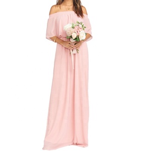 Abiti da <span class=keywords><strong>damigella</strong></span> d'onore lunghi in chiffon <span class=keywords><strong>verde</strong></span> menta con scollo a v e spalle scoperte 2022 - Product Image 1