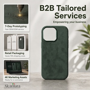 <span class=keywords><strong>Coque</strong></span> de téléphone pour <span class=keywords><strong>iPhone</strong></span> 15 Pro Max, en Alcantara italien véritable, boutons métalliques entièrement recouverts, attraction magnétique, service OEM/ODM - Product Image 3