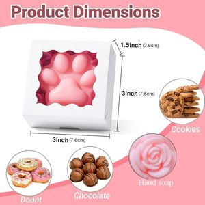 Scatole Mini da Pasticceria 3 X 3 X 1,5 Pollici con Finestra per Sapone Fatto <span class=keywords><strong>in</strong></span> <span class=keywords><strong>Casa</strong></span>, Biscotti, Tartufi al Cioccolato, Fragole Ricoperte di Cioccolato - Product Image 3
