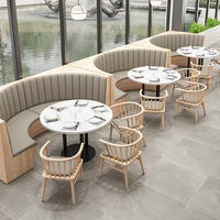 Canapés longs pour restaurants à thème, chaises en bois massif, table en marbre, mobilier pour cafés, restaurants et cantines scolaires