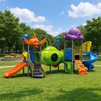 Structure de jeu extérieure pour enfants avec toboggan combiné, décor pieuvre et toboggan en spirale, pour écoles maternelles et parcs, qualité commerciale