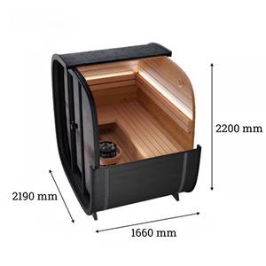 Nuevo Diseño de Sauna Exterior en Forma de Cubo Negro para 4-6 Personas, Sauna Tradicional de Leña con Espejo de Vidrio - Product Image 3