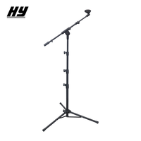 Support de microphone portable pour enregistrement en direct, design pliable verticalement, métal noir, usage professionnel, Huayun HY-601-2