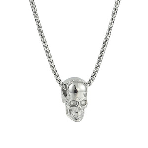 Collier pendentif crâne en acier inoxydable, couleur argent, design squelette géométrique, bijoux de mode pour hommes, chaîne de 3.0x60cm - Product Image 1