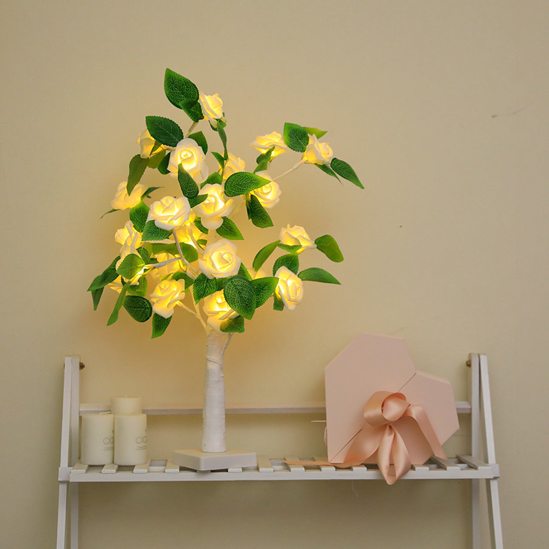 Fondo blanco leche blanco verde hojas Rosa árbol lámpara