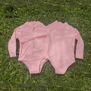 Manufacturer of beach print zipper <b>long</b>-<b>sleeved</b> sun protection girls' <b>swimsuits</b> custom recycled nylon kid swimwear - Product Image 6