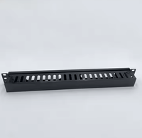 Gestionnaire de câbles haute capacité 1U 19 pouces 24 emplacements-Organisateur de fils horizontal noir pour armoires de serveurs et panneaux de brassage