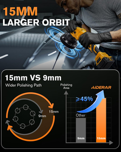 Polisseuse de <span class=keywords><strong>voiture</strong></span> sans fil sans balais pour le detailing automobile, double action 15 mm, contrôle <span class=keywords><strong>à</strong></span> 5 vitesses - Product Image 4