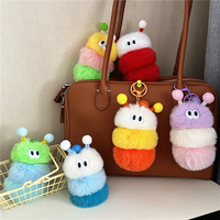 Porte-clés en peluche chenille mignon, pendentif de sac, porte-clés dessin animé, breloque poupée moche, accessoire cadeau étudiant