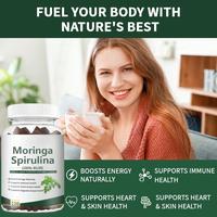 Complément alimentaire pour cheveux, immunité et énergie à base de Moringa, d'herbe de blé, de Chlorella et de Spiruline, sous marque privée, sous forme de gommes à la Moringa et à la Spiruline