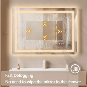 Miroir de salle de bain LED rectangulaire UL anti-buée à intensité variable avec fonction mémoire, verre trempé, éclairage avant rétroéclairé - Product Image 3