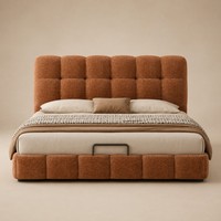 Cama de Plataforma Tapizada en Chenille King Queen para Hoteles y Apartamentos al por Mayor