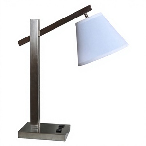 Modern USB Table Lamp with Fabric Shade Dark Bronze Finish Bedside Nightstand for Living Room Dorm Home Office Made of Iron Body - Product Image 1