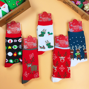 Bas <span class=keywords><strong>de</strong></span> noël unisexe en coton, elk, neige, père noël, bas pour hommes et femmes - Product Image 4