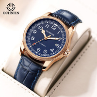 Montre mécanique automatique pour homme OCHSTIN 7006, style business, aiguilles lumineuses, bracelet en cuir, nouvelle montre avec date.