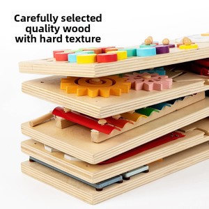 Gioco <span class=keywords><strong>da</strong></span> Parete Multifunzionale in Legno per l'Educazione Precoce dei Bambini, Sviluppo Cognitivo ed Esplorazione, Giocattolo Educativo per lo Sviluppo delle Abilità Manuali - Product Image 5