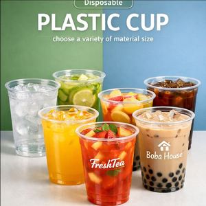 Gobelets jetables ultra-transparents sans BPA en PET de qualité alimentaire pour boissons froides, calibre 98 mm, capacités multiples de 12 oz à 24 oz, pour café glacé et bubble tea - Product Image 2