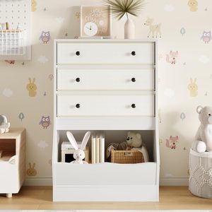 Scaffale portaoggetti bianco a cubetti <span class=keywords><strong>per</strong></span> bambini, dotato di cassetti in PU e tessuto non tessuto, ideale <span class=keywords><strong>per</strong></span> libri e giocattoli in camera da letto - Product Image 2