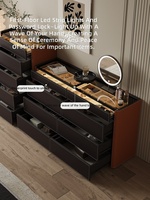 Commode de chambre à coucher de luxe italienne moderne, commode intelligente avec serrure à empreintes digitales, revêtement en cuir, bois multicouche E0, armoire de rangement