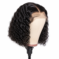 Perruque synthétique Lace Front Bob Deep Wave de 14 pouces, densité 150%, sans colle, résistante à la chaleur, pour femmes, vente en gros