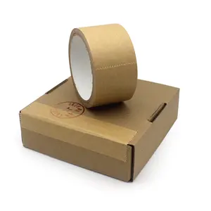 Cinta de embalaje de cartón reforzado con fibra, rollo de papel Biodegradable de filamento de goma activado por agua