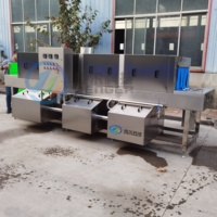 Transportbandtunnel-wasmachine voor kunststof kratten en manden met luchtdroging voor voedselverwerkingsbedrijven