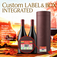 Boîte à vin ronde personnalisée avec étiquette holographique anti-contrefaçon, ensemble d'emballage cadeau de luxe pour une seule bouteille, logo OEM