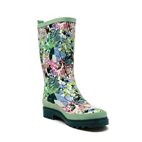 Bottes de pluie en caoutchouc naturel personnalisées pour femmes, imprimées de motifs floraux, imperméables, hauteur mollet, bottes Wellington pour toutes les saisons, usage quotidien