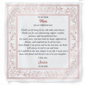 ผ้าพันคอไหมพรมสีดำสุดหรูสำหรับงานแต่งงาน ปักชื่อย่อเจ้าสาว ผ้าไหมผสมฝ้ายและโพลีเอสเตอร์ ของชำร่วยงานปาร์ตี้สละโสด - Product Image 1