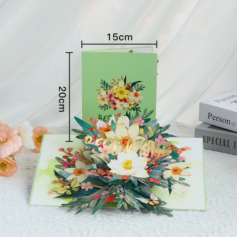 Flor de lirio giratoria con sello verde