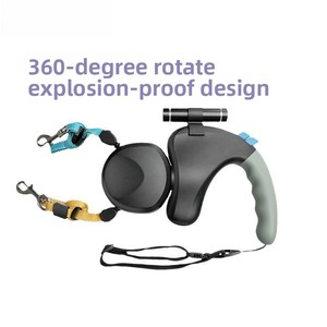 Correa Retráctil Doble para Perros, Antitirones, Sin Enredos, con Luz <span class=keywords><strong>LED</strong></span>, Moderna y Suave, para Paseos Nocturnos con Dos Perros y <span class=keywords><strong>Control</strong></span> - Product Image 1