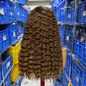 <b>Deep</b> <b>Wave</b> Lace Front Human Hair <b>Wig</b> Natural Black Curly <b>Wig</b> for African Women HD Transparent Lace - Product Image 1