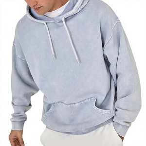 Sweat à capuche d'hiver personnalisé pour homme, 430 g/m², en molleton 100 % coton épais, délavé soleil, effet vieilli, avec poche brodée, anti-rétrécissement - Product Image 1