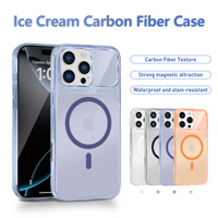 Étui de protection magnétique minimaliste en fibre de carbone PRT texturé crème glacée, 4 couleurs, compatible avec la recharge sans fil pour 17/16/15/14 Pro Max