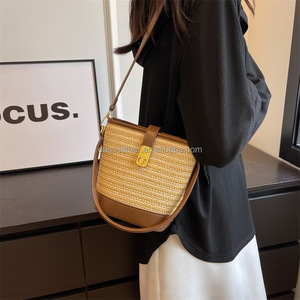 Sac à bandoulière en paille pour femme, haute qualité, imperméable, nouvelle collection été, avec poignée en PU - Product Image 4