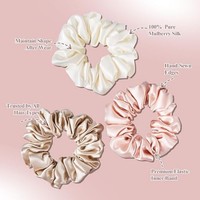 Chouchous de luxe en soie de mûrier Pure Sleep 100% pure soie, doux pour les cheveux, protègent les cheveux fins, réduisent les dommages capillaires, pour la nuit