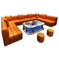 Conjunto de Sofás en Forma de U para Discoteca o KTV, Asientos de Cuero PU, Banqueta con Mesa LED, Muebles para Sala VIP de Club o Bar